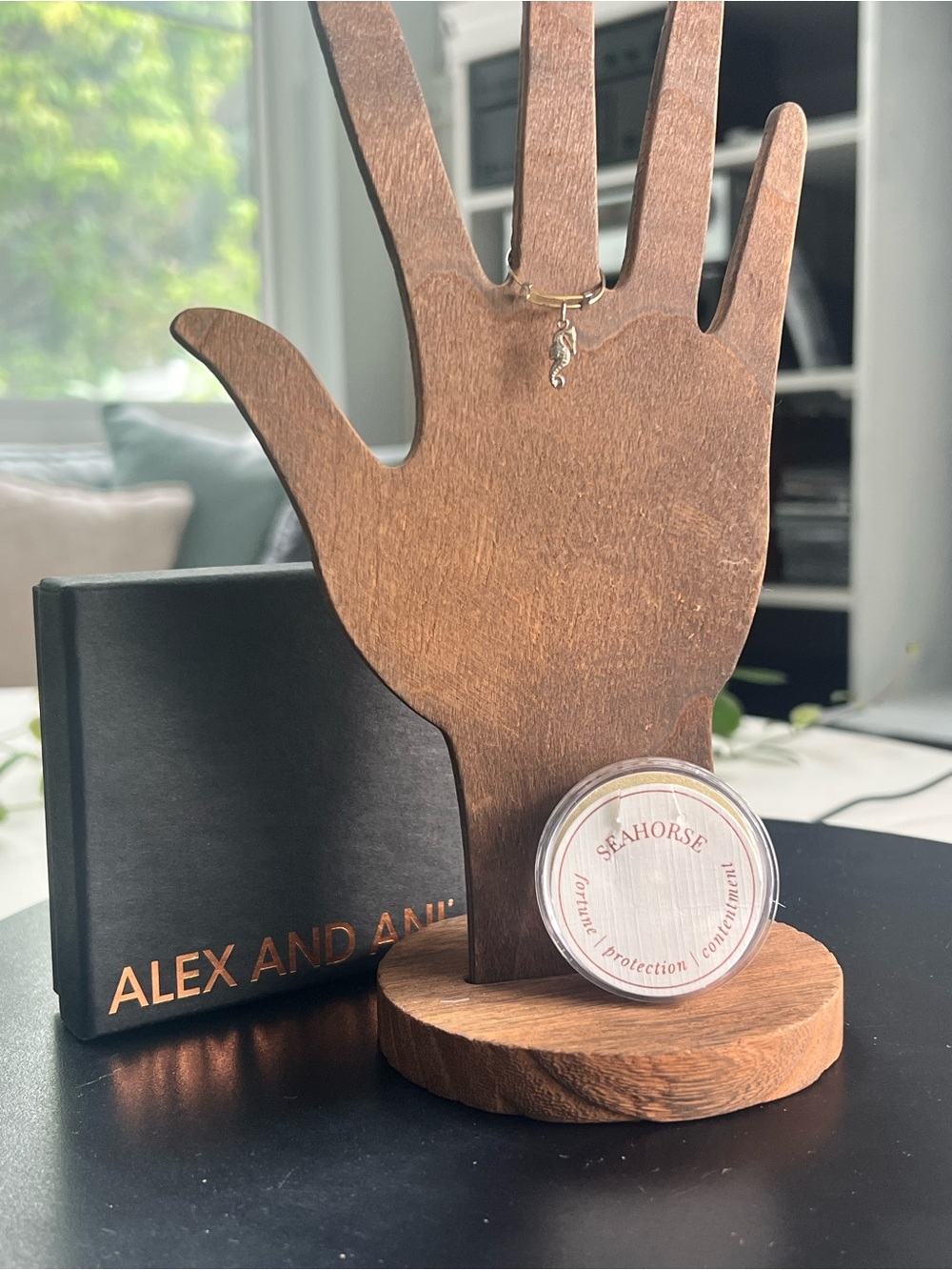 Alex and Ani Gold Plates Seahorse Charm Wire Ring